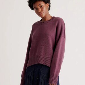 Quince - Organic Cotton Boyfriend Crew Sweater - Eggplant